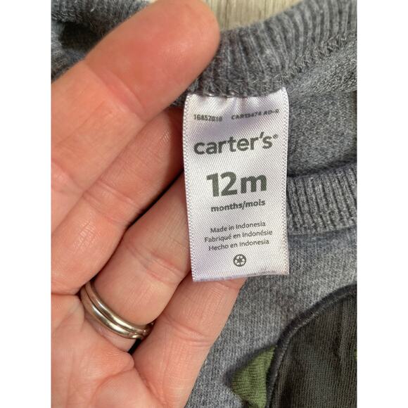 Carter’s Grey T. Rex Pullover Sweatshirt, Size 12M - Picture 3 of 4